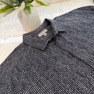 Men's COS Navy Print Shirt 100%Cotton Large 161/2” long sleeve shirt